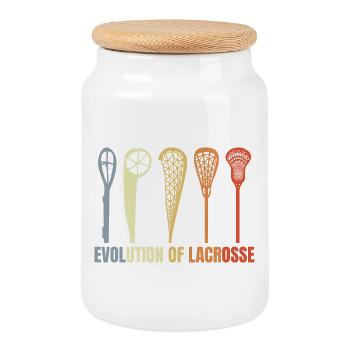 Evolution of Lacrosse - Cookie Jar with Wooden Lid - white - Front