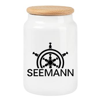 steuermann Seemann Boot Meer Seefahrer Symbol icon - Keksdose mit Holzdeckel - Weiß - Vorne