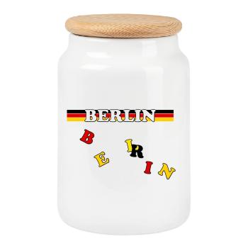 Berlin bandeau drapeau allemand lettres - Boîte à biscuits avec couvercle en bois - blanc - Devant