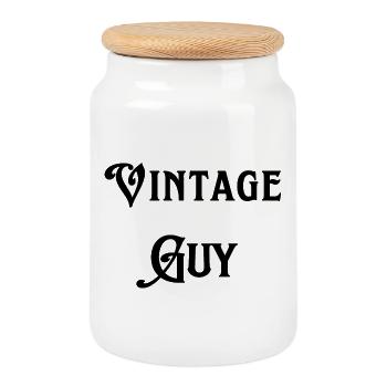 Vintage Guy - Cookie Jar with Wooden Lid - white - Front