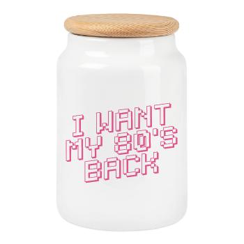 JE VEUX MON RETOUR DES ANNÉES 80 Rétro - Boîte à biscuits avec couvercle en bois - blanc - Devant