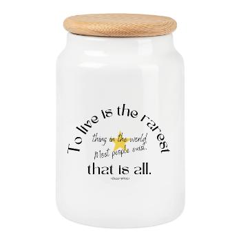 Conception de citation inspirante étoilée - Boîte à biscuits avec couvercle en bois - blanc - Devant