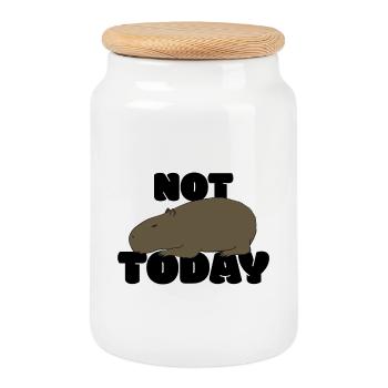 Not today Capybara - Cookie Jar with Wooden Lid - white - Front