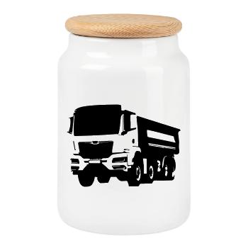Trucker Life Truck Driver - Cookie Jar with Wooden Lid - white - Front