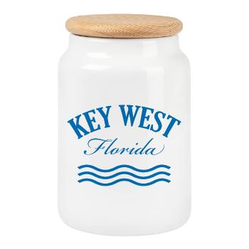 Key West Florida Küstendesign - Keksdose mit Holzdeckel - Weiß - Vorne