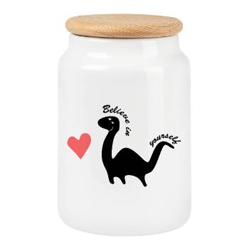 Croyez en vous-même - Boîte à biscuits avec couvercle en bois - blanc - Devant