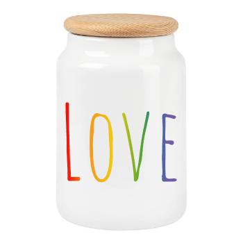 CSD LGBT Arc-en-ciel Love Design - Boîte à biscuits avec couvercle en bois - blanc - Devant