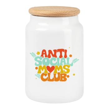 Mama, Mama Humor, Hippie - Keksdose mit Holzdeckel - Weiß - Vorne