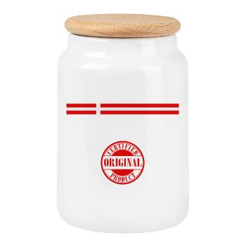 Flag of Denmark, Danish pride - Cookie Jar with Wooden Lid - white - Front