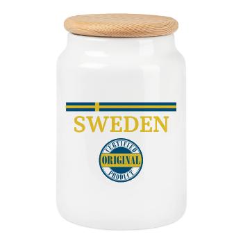 Flagge von Schweden, schwedischer Stolz - Keksdose mit Holzdeckel - Weiß - Vorne