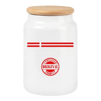 Flag of Denmark, Danish pride - Cookie Jar with Wooden Lid - white - Front