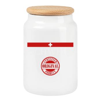 Drapeau de la Suisse, fierté suisse - Boîte à biscuits avec couvercle en bois - blanc - Devant