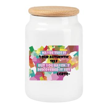 Who am I? LGBTQ+? - Cookie Jar with Wooden Lid - white - Front