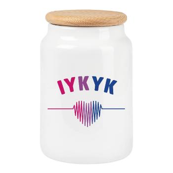 LGBT Pride Month - IYKYK Bisexual - Cookie Jar with Wooden Lid - white - Front