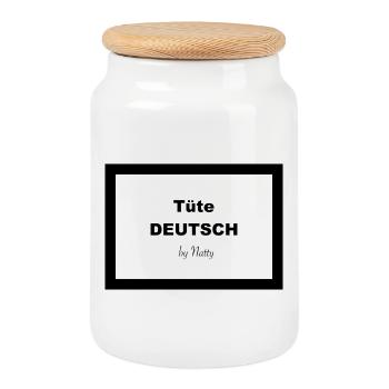 Tüte DEUTSCH - Keksdose mit Holzdeckel - Weiß - Vorne