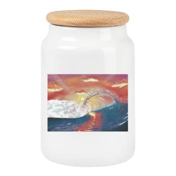Crépuscule Marin Fantastique - Boîte à biscuits avec couvercle en bois - blanc - Devant