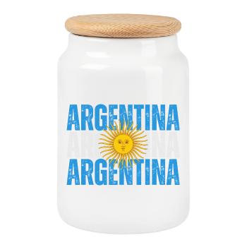 Flag of Argentina, Argentine pride - Cookie Jar with Wooden Lid - white - Front
