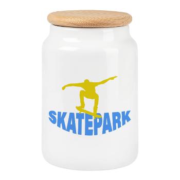 SKATEPARK - Cookie Jar with Wooden Lid - white - Front