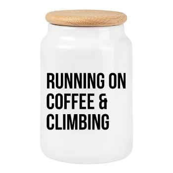 Climbing Climbing Climbing - Cookie Jar with Wooden Lid - white - Front