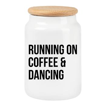 Dancing - Cookie Jar with Wooden Lid - white - Front