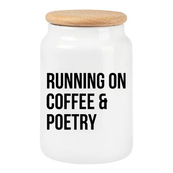 Poetry - Cookie Jar with Wooden Lid - white - Front