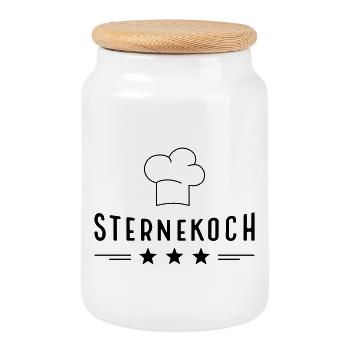 Funny gifts for the star chef - Cookie Jar with Wooden Lid - white - Front