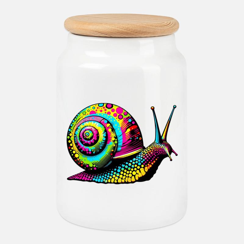 Schnecke - Keksdose mit Holzdeckel - Weiß