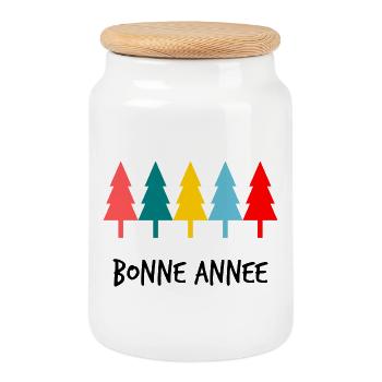 BONNE ANNEE. SAINT SYLVESTRE. MEILLEURS VOEUX - Boîte à biscuits avec couvercle en bois - blanc - Devant