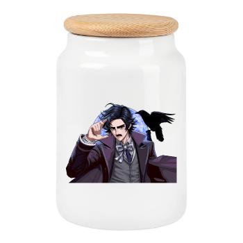 Night magician in the moonlight - Cookie Jar with Wooden Lid - white - Front