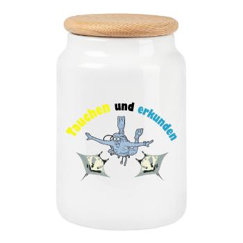 Dive and explore - Cookie Jar with Wooden Lid - white - Front