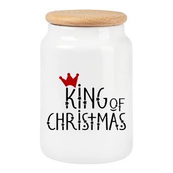 Regal Krone Design on Hoodies and T-Shirts - Cookie Jar with Wooden Lid - white - Front