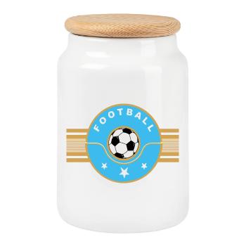 Football - Cookie Jar with Wooden Lid - white - Front