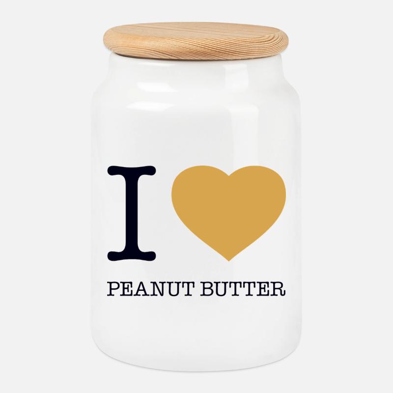 I LOVE PEANUT BUTTER - Keksdose mit Holzdeckel - Weiß