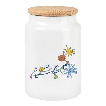 Leo – Creative Zodiac Illustration - Cookie Jar with Wooden Lid - white - Front