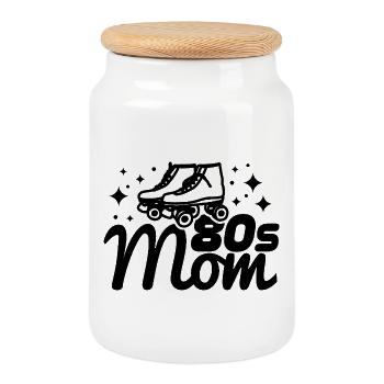 80er Jahre Mama - Keksdose mit Holzdeckel - Weiß - Vorne