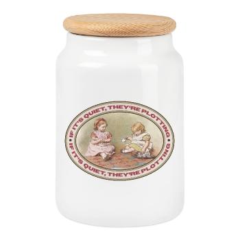 Wenn’s still ist, wird’s gefährlich - Cookie Jar with Wooden Lid - white - Front
