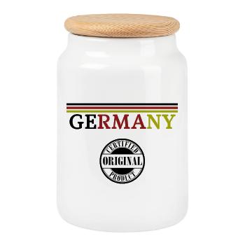 German Pride, Flagge von Deutschland - Keksdose mit Holzdeckel - Weiß - Vorne