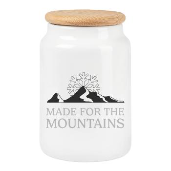 Conçu pour la montagne - Boîte à biscuits avec couvercle en bois - blanc - Devant