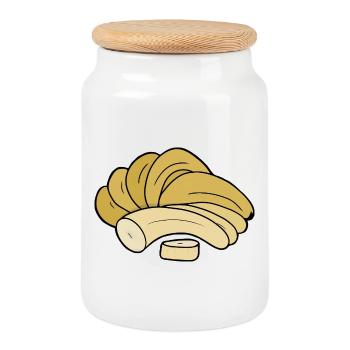 Leckere Frucht-Banane - Keksdose mit Holzdeckel - Weiß - Vorne