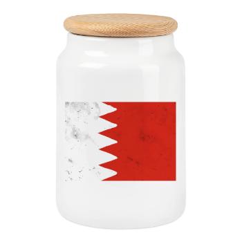 Flag of Bahrain - Cookie Jar with Wooden Lid - white - Front