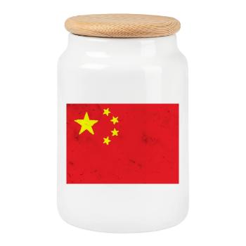Drapeau de la Chine - Boîte à biscuits avec couvercle en bois - blanc - Devant