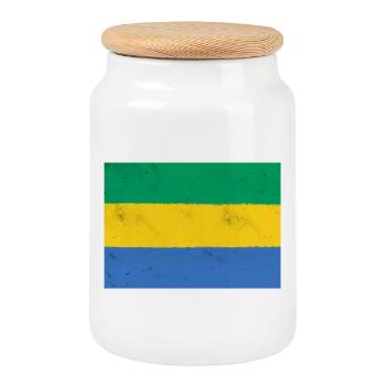 Flag of Gabon – Colors of Africa - Cookie Jar with Wooden Lid - white - Front