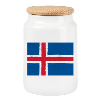 Flag of Iceland - Cookie Jar with Wooden Lid - white - Front