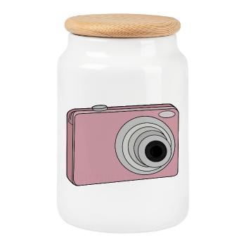 Kamera Digital Vintage - Keksdose mit Holzdeckel - Weiß - Vorne