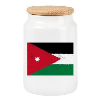 Flag of Jordan - Cookie Jar with Wooden Lid - white - Front