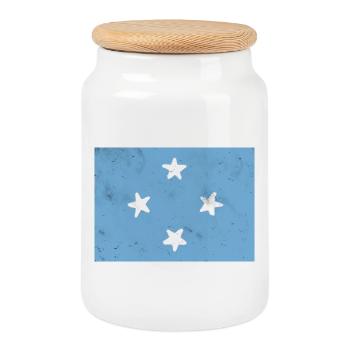Flag of Micronesia - Cookie Jar with Wooden Lid - white - Front