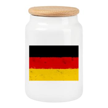 Flag of Germany - Cookie Jar with Wooden Lid - white - Front