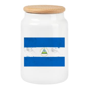 Flag of Nicaragua - Cookie Jar with Wooden Lid - white - Front