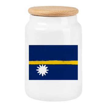 Drapeau de Nauru - Boîte à biscuits avec couvercle en bois - blanc - Devant