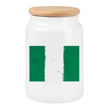 Drapeau du Nigeria - Boîte à biscuits avec couvercle en bois - blanc - Devant